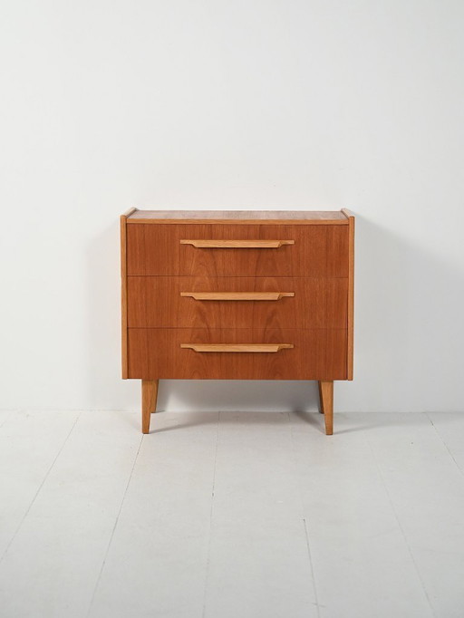 Scandinavian chest of drawers ’50s–’60s in teak and oak