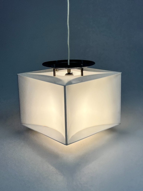 Suspension Cube Blanc Vintage, Space Age, Années 1970 – Métal, Plastique (photo 6 of 18)