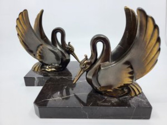 Image 1 of Juego de 2 sujetalibros de escayola y mármol