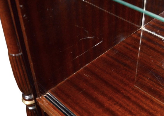 Mahoniehouten vitrinekast of barkast, jaren 70, B92 x D46,5 x H123,5 cm – Vitrinekasten, Glass, Wood (photo 7 of 17)