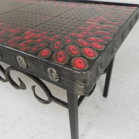 Mid Century Brutalist Tegeltafel, Met 10 Tegels En Stalen Frame, Jaren 60 – Bijzettafels, Iron, Ceramic (photo 19 of 22)