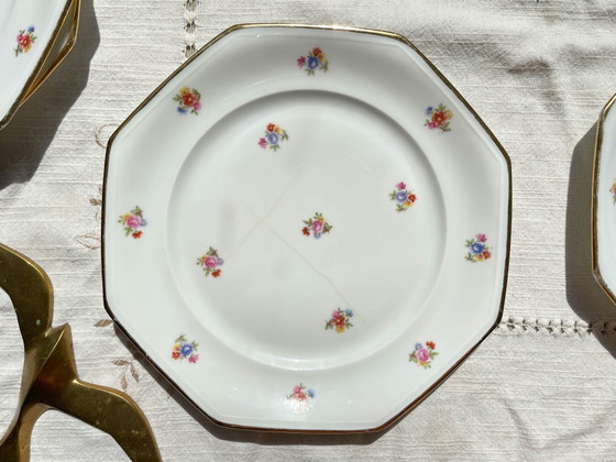 6 platos llanos de porcelana francesa floral LAMOTTE – Loza, Porcelain (photo 17 of 20)