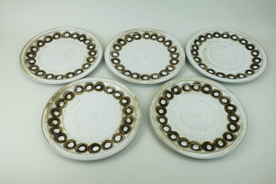 Image 1 of 5 dinner plates ceramano gala sepia esthetique tique gerda heuckeroth 1970s