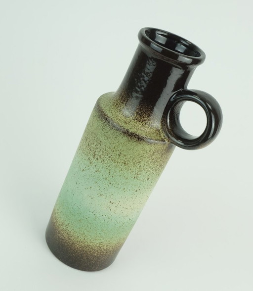 1960s 70s vintage scheurich vase model 401-28 shades of green and brown