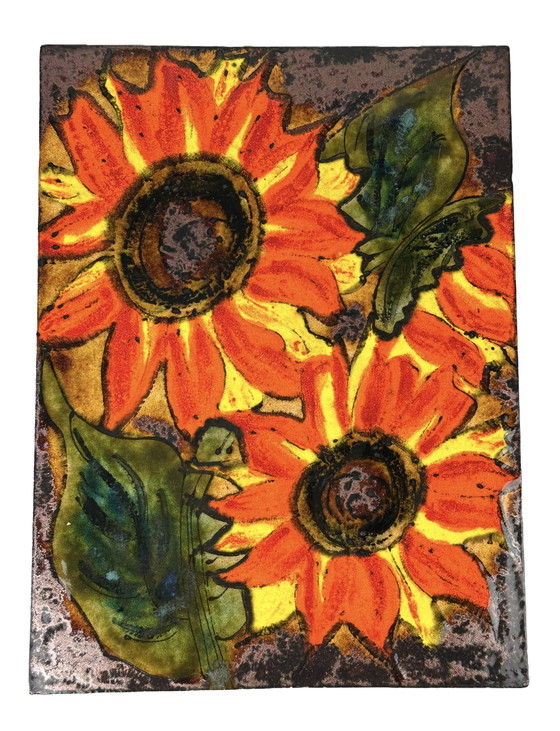 Image 1 of 60s 70s mural pared placa cerámica Ruscha pintado a mano número 769 diseño