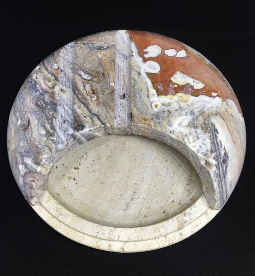 Cenicero OVNI de travertino, diseño de Fratelli Mannelli, hecho en Italia, años 70.