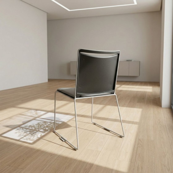 Image 1 of Viasit Klikit kuip, zwart; frame, zilver; vilten glijders; zittingbekleding, rugleuning, grijs.