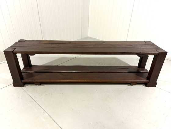 Image 1 of Large Brutalist Oak Bench/Wall Table 1900's