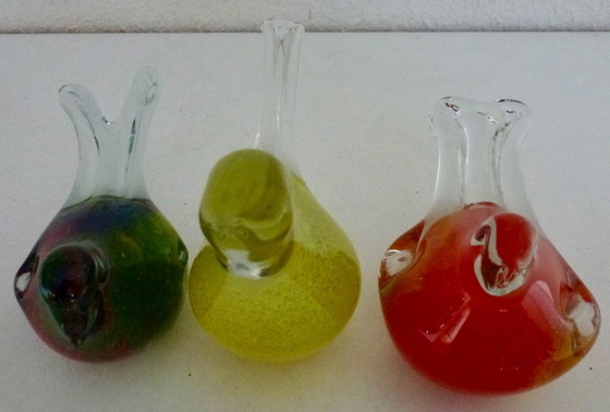 Image 1 of 3x Glass Decorative Birds, from Murano (-style), in beautiful bright colours.