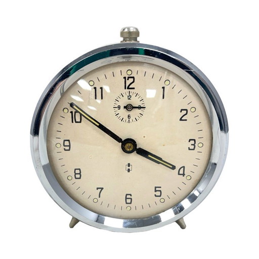 Vintage Haller mechanischer Wecker, Deutschland, 1960er Jahre, cremefarben, funktionsfähig