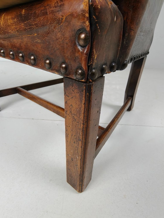 Image 1 of Poltrona antica in pelle, Inghilterra, circa 1800