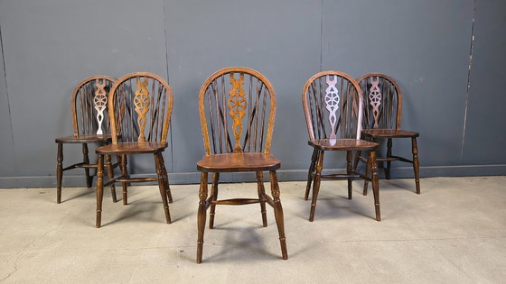 Image 1 of Ensemble de 5 chaises de salle à manger Ercol vintage, années 1950
