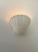 Pair of vintage seashell wall sconces, matte white plaster, France, 1970
