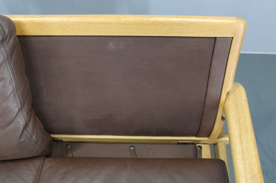 Image 1 of Divano a 2 posti L. Olsen &amp; Søn in quercia e pelle, anni '70, Danimarca