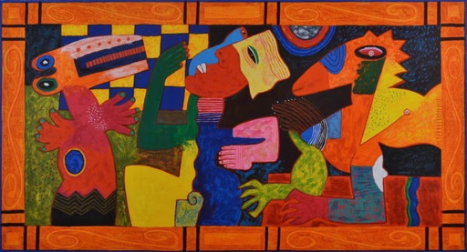 Sérigraphie Clemens Briels dans un beau cadre - Algunos Gentes Hacen la Comedia, Otros No