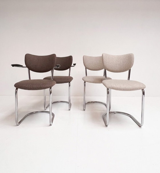 Image 1 of Juego de 4 sillas De Wit con estructura tubular retapizadas, años 60