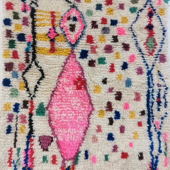 Image 1 of Tapis Azilal en laine naturelle colorée – Tissé à la main (130×97 cm)