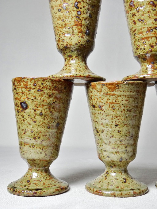 5X Mazagrans Vintages Handcrafted Stoneware Pyrity Cup Glasses