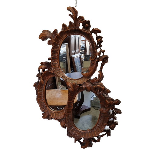 Unique vintage wooden mirror