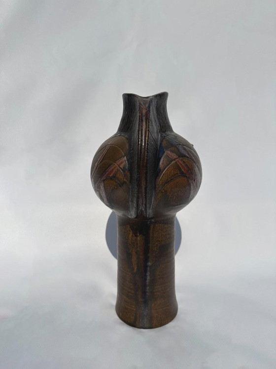 Fritz van Daalen Studio-Keramik Totem Vase, 1960er-70er Jahre, Vasen, Braun (Foto 5 von 7)