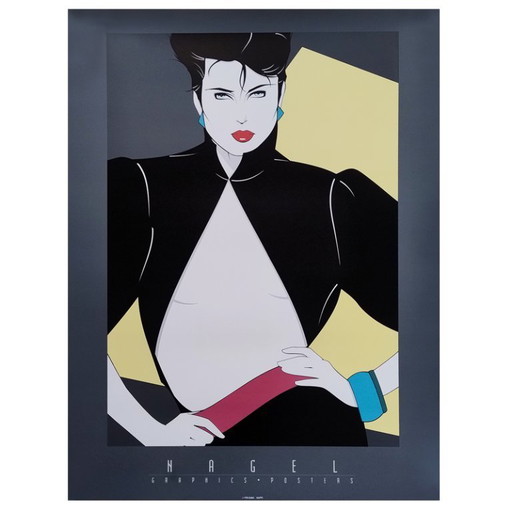 Superbe affiche originale de Patrick Nagel des années 1990, intitulée « Veste ouverte ».