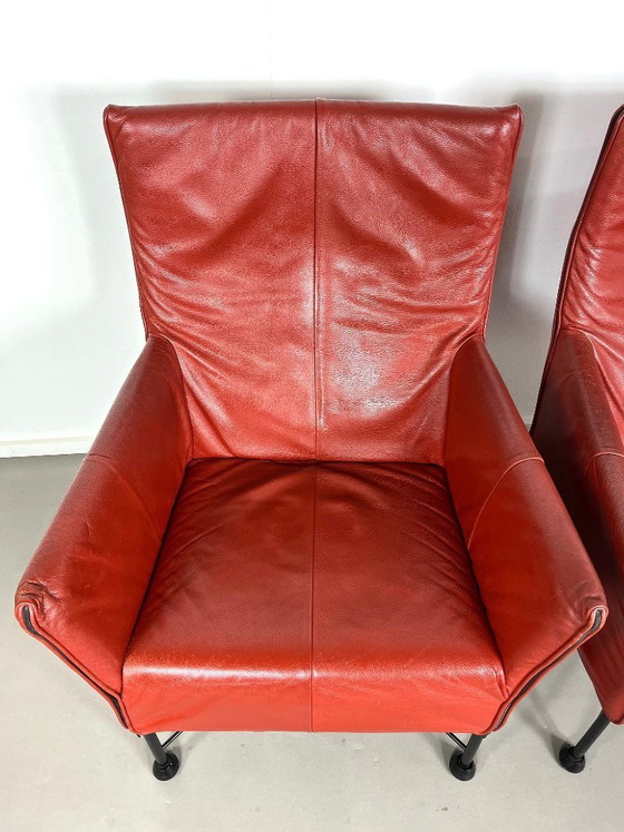 Image 1 of 2 Postmodern leather Charly armchairs by Gerard van den Berg for Montis, 1980s.