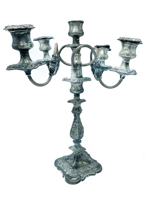 Pair of 1950s Metal Candelabras