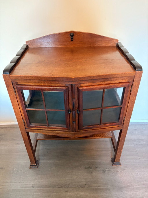 Vintage amsterdamse school stijl theekastje