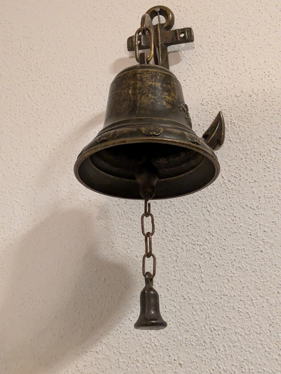 Image 1 of Hermosa campana de barco antigua con ancla ⚓