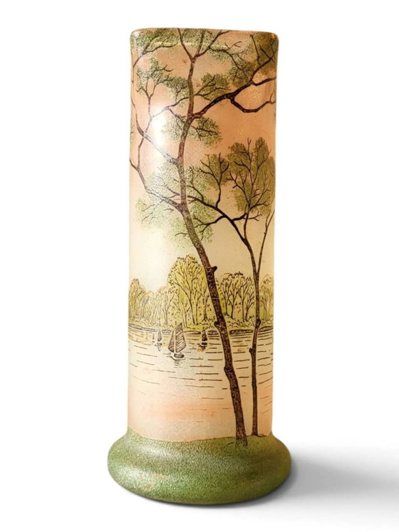 Enamelled glass vase Legras – Crystal, Art Deco (photo 9 of 9)
