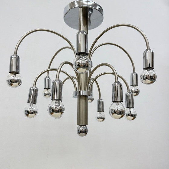 Image 1 of Lampada da soffitto vintage in ottone cromato di Sciolari, anni '70