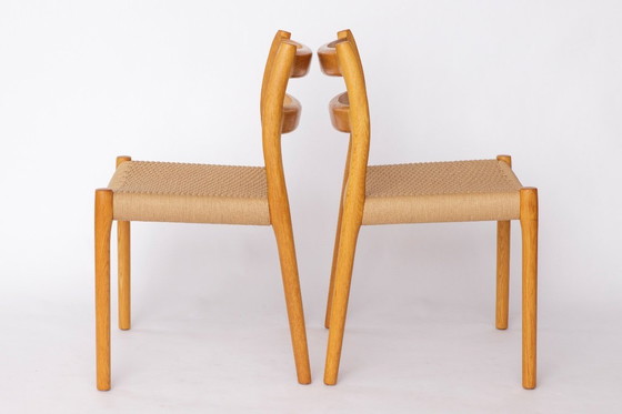 Image 1 of Set di 6 sedie da pranzo modello 84 di Niels Otto Møller in rovere | Stile moderno danese di metà secolo, anni '70, corda di