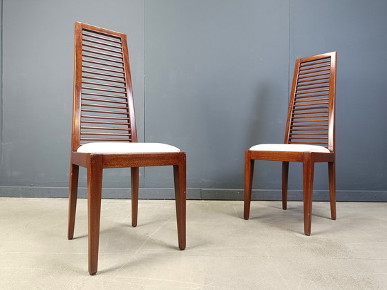Image 1 of Ensemble de 8 chaises de salle à manger italiennes à haut dossier, années 1980