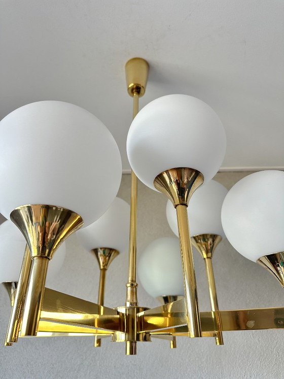 Vintage Boulanger Hanglamp – Hanglampen, Glass, Brass (photo 8 of 13)