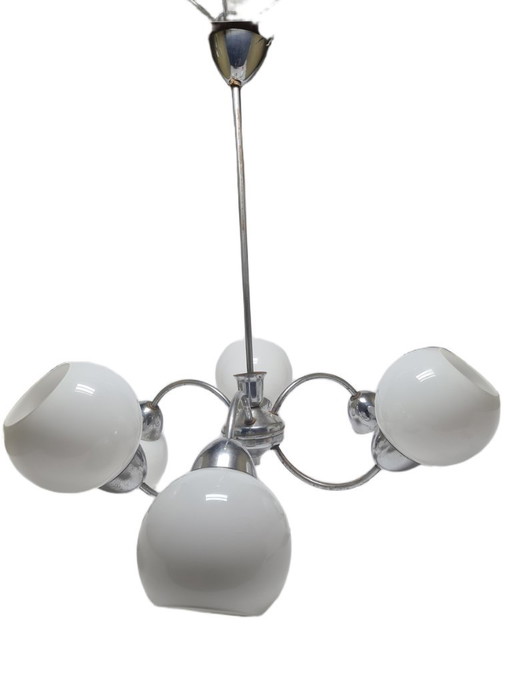 Art Deco Style Chandelier, Poland, 1960s – kroonluchters, Glass, Metal (photo 2 of 12)