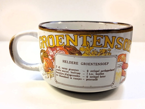 Image 1 of (W007) Complete vintage set of 6 soup bowls with recipes – 70s retro classics
