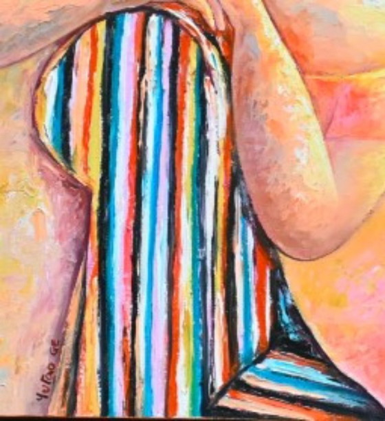 Yutao Ge, Frau mit einem Glas Wein – Gemälde & Zeichnungen, Canvas, Wood, Figuratief (photo 4 of 5)