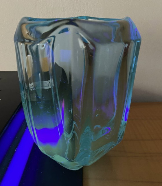 Image 1 of Uranium glass vase blue 1970s