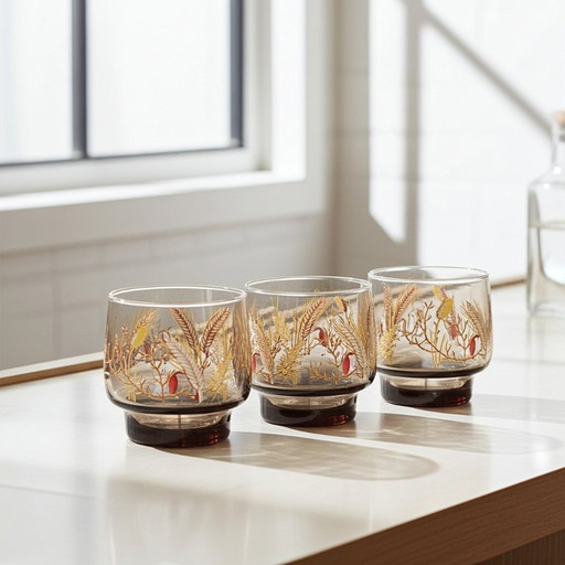 Bicchieri fumé Luminarc Tivoli vintage Harvest Design anni '70 - Set da 3