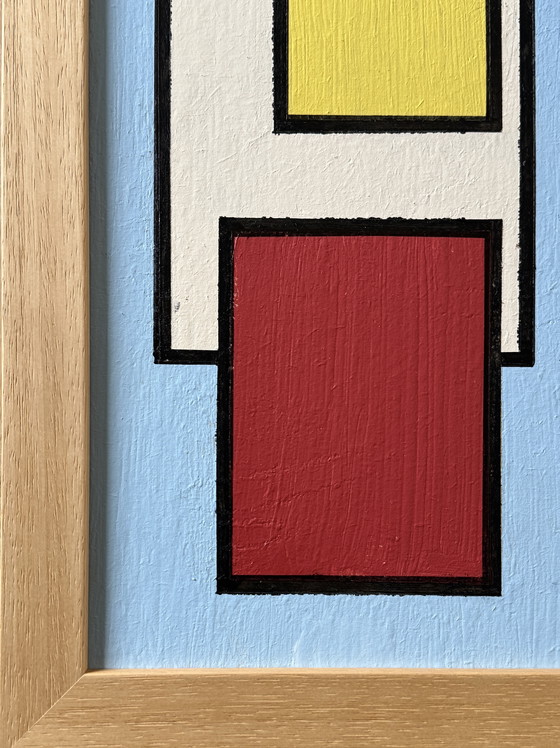 Image 1 of Shozo Hirai - Magnifique peinture constructiviste - suiveur de Piet Mondrian 