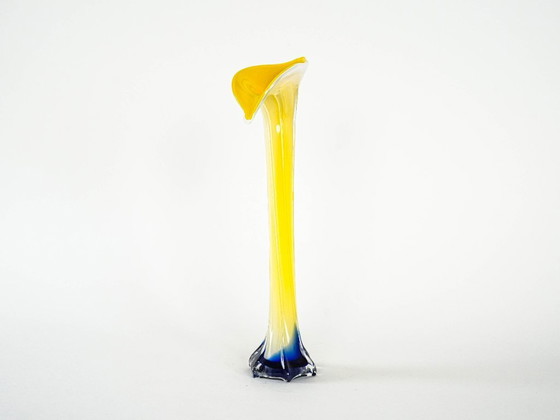 Image 1 of Yellow vase, Murano glass, Italian design, 1970s, made in Italy