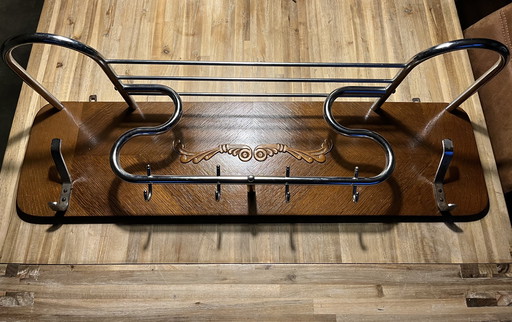 Beautiful vintage mid-century chrome tube wall coat rack