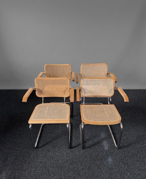 4x Vintage-Stuhl im Cesca-Breuer-Stil mit Gurtband