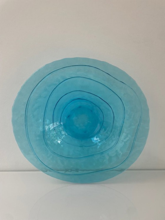 Image 1 of Mouth-blown glass bowl light blue 35 cm