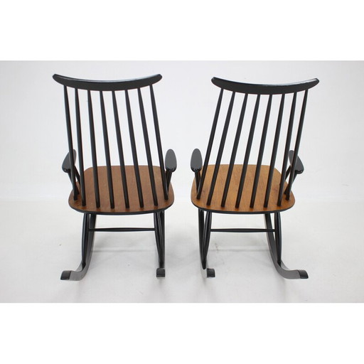 Pair of vintage Varjosen Puunjalostus beechwood rocking chairs, Finland 1960s