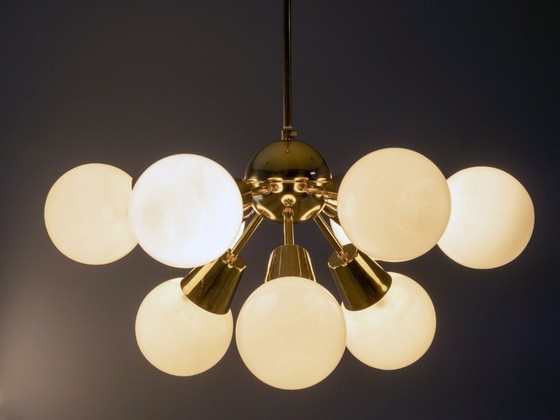 Image 1 of Lámpara de araña de nueve brazos "Sputnik", Jaroslav Bejvl Sr., década de 1970, Checoslovaquia