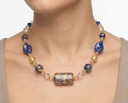 Murano Glass Necklace with Gold Leaf – Handcrafted Beads – With Box and Certificate – Length 50 cm
