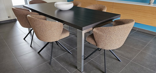 Solid oak dining table 220 x 100 with chrome legs