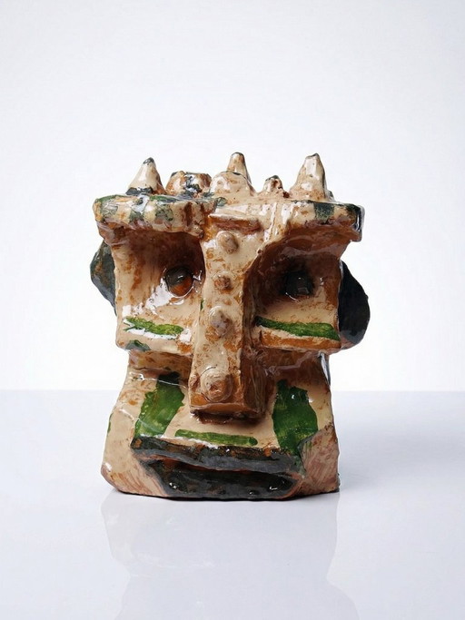 Modern anthropomorphic sculpture in glazed terracotta, vintage 1970s-2000s