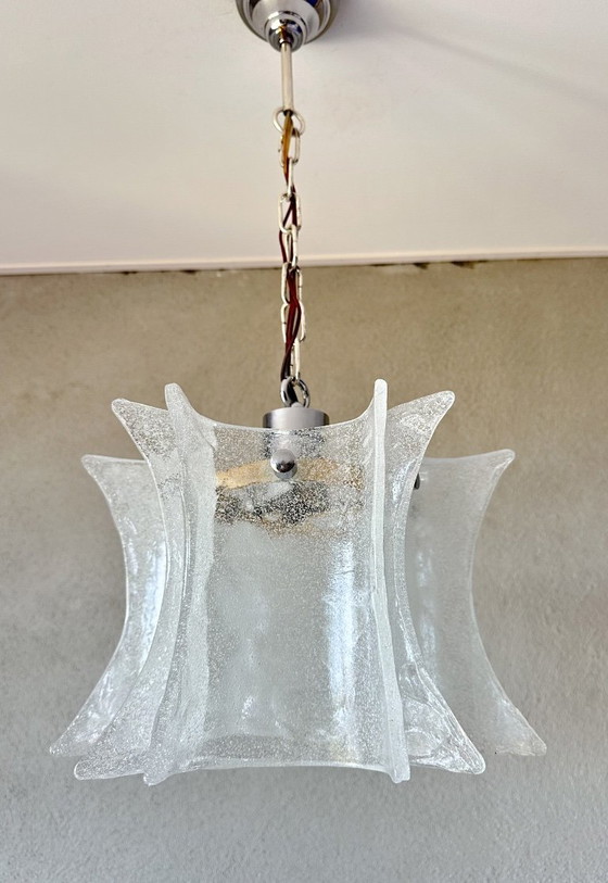 Lampada a Sospensione Vintage in Vetro Ghiaccio – Lampade a sospensione, Chrome, Murano Glass (photo 7 of 16)